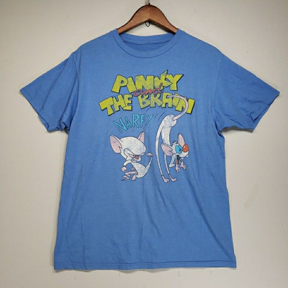 Pinky And The Brain T Shirt Large Throwback Retro Short Sleeve Blue